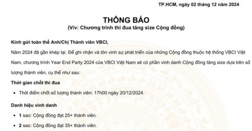 Chương trình Thi đua tăng size Cộng Đồng